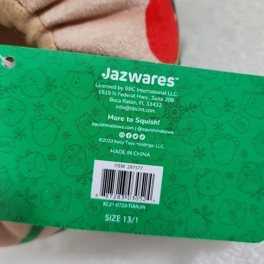 Squishmallows Hans The Hedgehog Christmas Holiday Light Slippers Kids Size 13-1